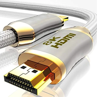 Afbeelding van 2m 8K HDMI Kabel 2.1 8K@60Hz 4K @ 120Hz DSC HDTV 7680 x 4320 UHD II 2.0a 2.0b 3D Highspeed Ethernet HDR ARC Präzisionsstecker kompatibel zu Blu Ray PS4 PS5 Xbox weiß