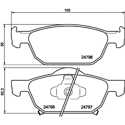 Afbeelding van HELLA 8DB 355 013 891 Remblokkenset Met akoestische slijtagewaarschuwing HONDA: ACCORD 8, 8 Kombi