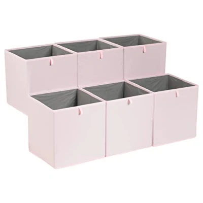 Afbeelding van Amazon Basics Opbergkubussen, opvouwbaar, stof, 33 x 38 cm, pioenroze (Peony Pink), verpakking van 6 stuks
