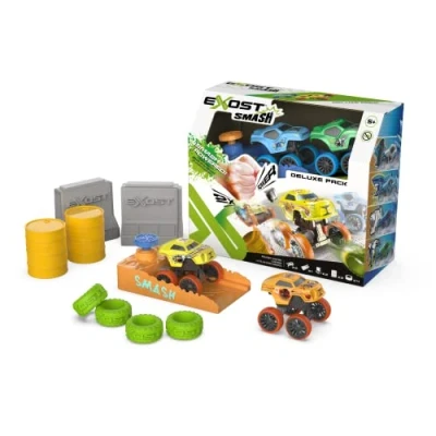 Afbeelding van Exost Smash 2 stuks mini wrijvingsauto&#039;s 8 cm met booster en andere accessoires, speelgoed om te verzamelen, vanaf 5 jaar, 20657