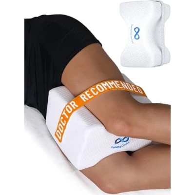 Afbeelding van Everlasting Comfort Kniekussen om aan de zijkant te slapen Dubbel gebogen traagschuim beenkussen met afneembare riem wigkussen voor knie, been, onderrug, ischias, heuppijn ondersteuning
