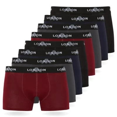 Afbeelding van FM London 8PACK Fitted Hipsters Boxer Shorts Onderbroeken, Heren, Maat: Large, Blue (dark assorted 03)