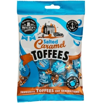 Afbeelding van Walker&#039;s Nonsuch Salted Caramel TOFFEES 2x 150g (300g) Britse karamel snoepjes met een zoutnoot