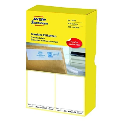 Afbeelding van Avery Frankeeretiketten 130 x 40 mm, wit, Frankeermachines, permanent