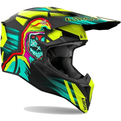 Afbeelding van Airoh Wraaap Cyber Motorcross Helm, blauw geel, afmeting XL voor man