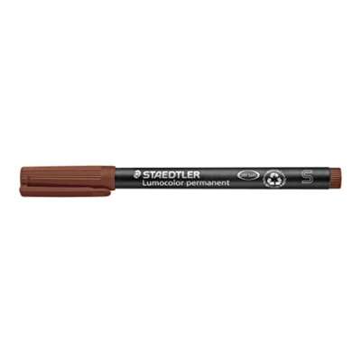 Afbeelding van STAEDTLER permanente marker Lumocolor, bruin, superfijn, ca. 0,4 mm, veeg en waterbestendig, Made in Germany, lange levensduur, 10 bruine universele pennen kartonnen etui, 313 7