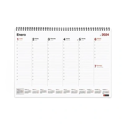 Afbeelding van Miquelrius Basic, weekplanner 2024, A3, 420 x 296 mm, met ruimte voor notities, dubbele spiraalbinding, Spaans