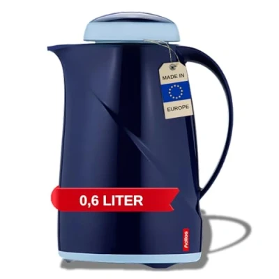 Afbeelding van Helios Wave kunststof thermoskan, donkerblauw, 0,6 liter