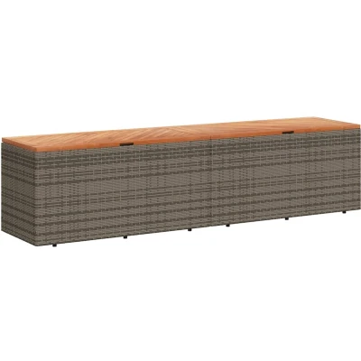 Afbeelding van Tuinbox 220x50x54 cm poly rattan en acaciahout grijs