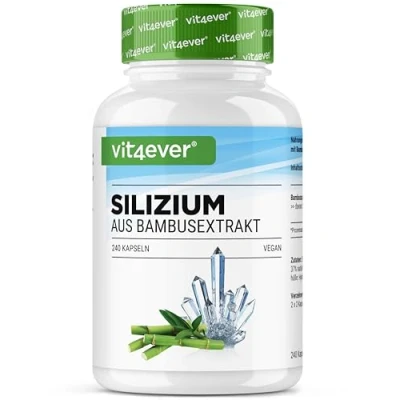 Afbeelding van Vit4ever silicium 240 capsules met 500 mg organisch per dag Premium: Natuurlijk afgeleid van bamboe extract Hoog gedoseerd Veganistisch