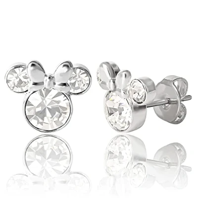 Afbeelding van Disney Dames Minnie Mouse Birthstone Stud Oorbellen Geboortesteen Sieraden Sieraden, Messing, kristal