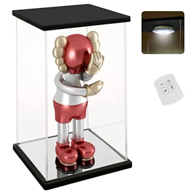 Afbeelding van Nonemey Acryl Vitrine Transparant met Afstandsbediening Licht voor 1000% Beer Bakstenen, Stofdicht Model Showcase Organiser Box, Verzamelobjecten Figurines (Zwart, 40*30*76 cm)