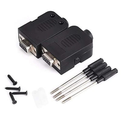 Afbeelding van Walfront 2 stuks DB9 9 pins stekker, schroeftype serieel naar terminal busadapter met behuizing (Female seriële adapter)