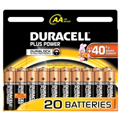Afbeelding van Duracell Plus alkaline AA batterijen, verpakking van 20