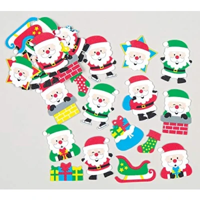 Afbeelding van Baker Ross Kerstman Foam Stickers Set (12 stuks) Zelfklevende Puffy Scrapbook
