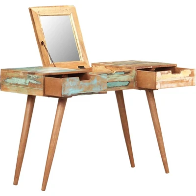 Afbeelding van Kaptafel Met Spiegel 112X45X76 Cm massief gerecycled hout