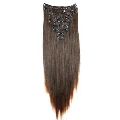 Afbeelding van CAISHA XXL 60cm 8 Delige Set Clip In Extensions Haarextensies Haarstukje Glad Bruin Mix CES20