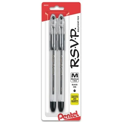 Afbeelding van Pentel R.S.V.P. Medium Balpennen 2/Pkg Zwart
