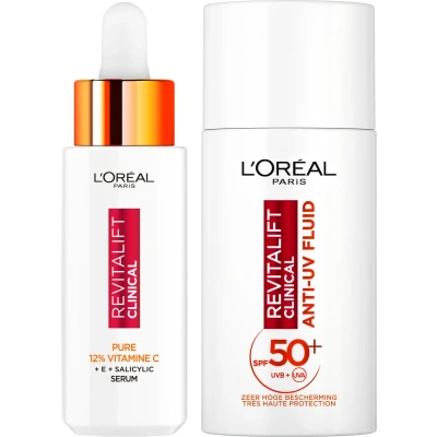 Afbeelding van L&#039;Oréal Paris Revitalift Clinical Duo Serum met 12% Puur Vitamine C 30ml &amp; UV Fluid SPF50+ 50ml