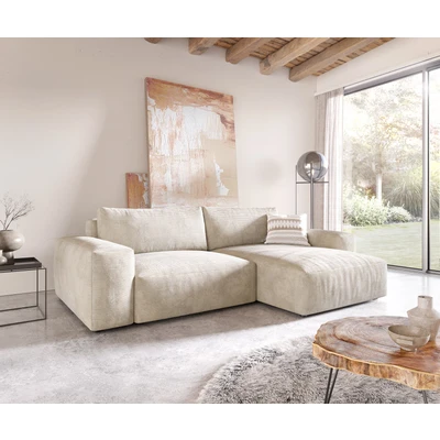Afbeelding van Hoekbank Lanzo XL Cord Beige 270x180 cm variabele rugleuning