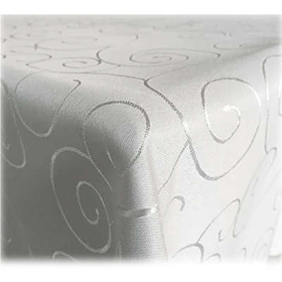 Afbeelding van JEMIDI tafelkleed ornamenten zijdeglans edele tafelhoes Wit Vorm Eckig Maat 160x260