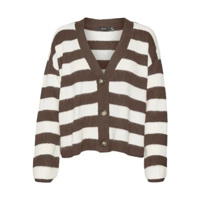 Afbeelding van VERO MODA Vmnatahlie Ls V NCK Button Card Ga Noos Pullover voor dames, Pinecone/Detail: kleine strepen berk, S