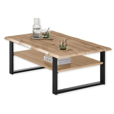 Afbeelding van Stolkom salontafel Venice met boomrand, BxHxD 107x40x66 cm Boomrandlook, industriële stijl, 1 opbergplank, Wotan eikenlook