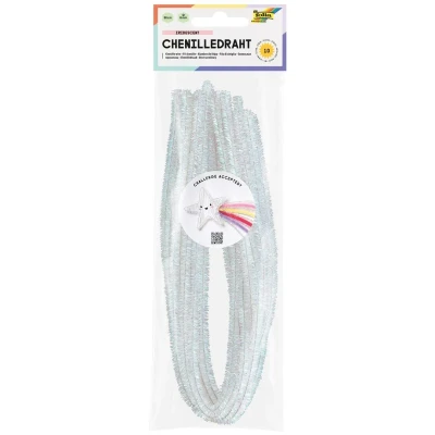 Afbeelding van folia 77866 Chenilledraad IRIDESCENT, 10 iriserende pijpenragers, 50cm x Ø 8 mm, voor het knutselen en ontwerpen van kleine chenille figuren