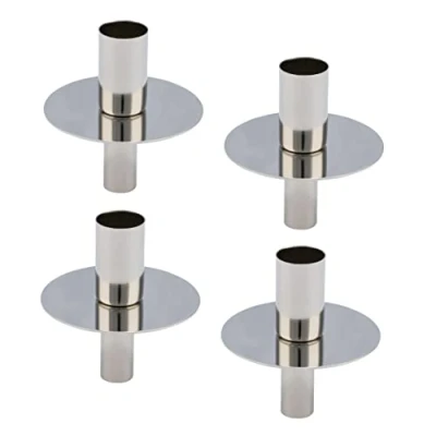 Afbeelding van Metalen flessen kaarsenhouder set van 4 elk 8 cm zilver flessenopzetstuk voor staafkaarsen Advent kaarsen standaard kandelaar inzetstuk tafelkaarsen