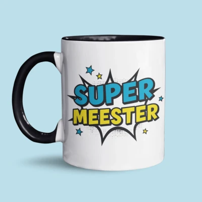 Afbeelding van NietMokken.nl mok SUPER meester Bedankje Grappige als Cadeau einde schooljaar 325ml keramiek Aan beide zijden bedrukt Leuk voor of docent