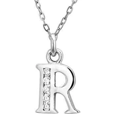 Afbeelding van Montebello Ketting Letter R Zilver Gerhod. Alfabet 10x20mm 45cm