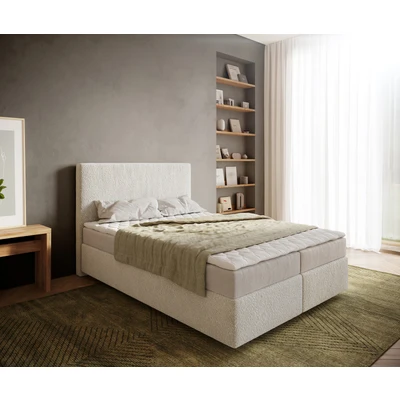 Afbeelding van Boxspringbed Dream Well Bouclé Crème Wit 140x200 cm met Matras en Topper