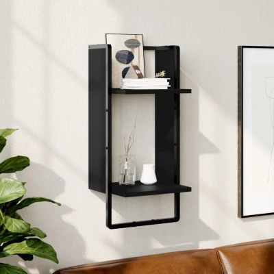 Afbeelding van Wandschap met stang 30x25x65 cm zwart