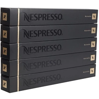 Afbeelding van Nespresso Ristretto Koffie 50 Capsules Pods 5 Mouwen Lange Vervaldatum
