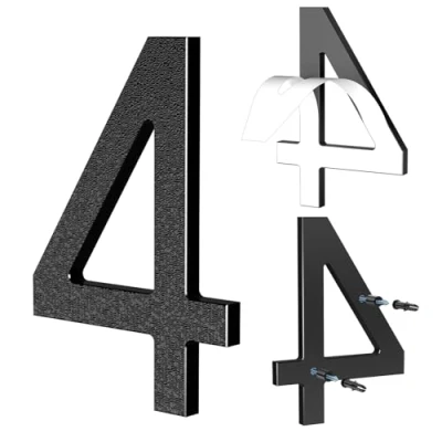 Afbeelding van Yafimea Huisnummer 15 cm zwart, Zelfklevend of schroefmontage, modern ontwerp met zwevend 3D effect, weerbestendige ABS voor buitenmuur hek (4)