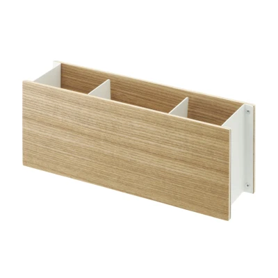 Afbeelding van Yamazaki Opbergbak Rin Pennenbak Wit Naturel Hout 25x7x10,2cm