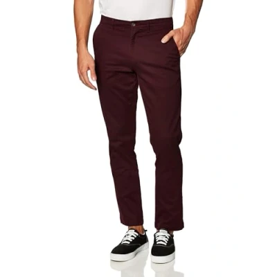 Afbeelding van Amazon Essentials Klassieke pasvorm casual stretch chinobroek voor heren, bordeauxrood, 28 W x l
