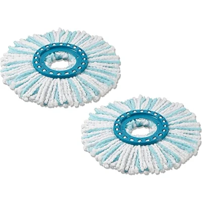 Afbeelding van Leifheit vervangingskop Clean Twist Disc Mop micro duo set van 2, voor alle soorten vloeren, ideale opname vuil dankzij het 2 vezelsysteem, met hoge water en vuilopname, vervangingmop, Turkoois