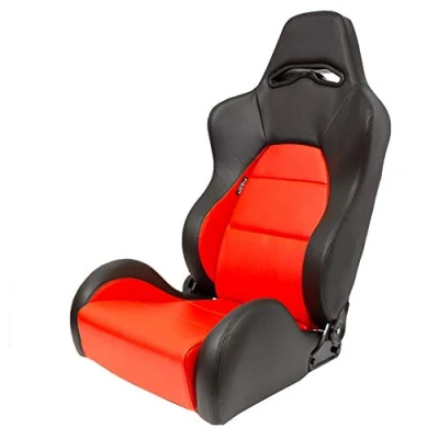 Afbeelding van AutoStyle Sportstoel &#039;Eco&#039; Zwart/Rood Kunstleder Rechterzijde verstelbare rugleuning incl. sledes
