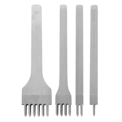 Afbeelding van SENRISE Lederen Craft Gereedschap 4 STKS 1/2/4/6 Prong Perforaties Tool DIY Stikken Kit Diamant Veters Beitel Set (3mm)
