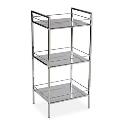 Afbeelding van Versa Hannover Bijkomend badkamermeubilair, Opbergplank met 3 legplanken, Afmetingen (H x B H) 84 31 19 cm, Staal, Kleur Zilver