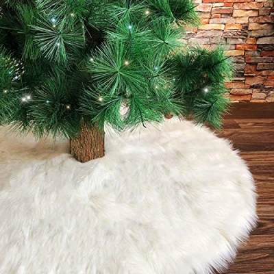 Afbeelding van Deggodech Sneeuwbont kerstboom rok basis cover 78 cm witte pluche mat voor Kerstmis Nieuwjaar feest vakantie huis decoraties (nu, 30,7 inch)