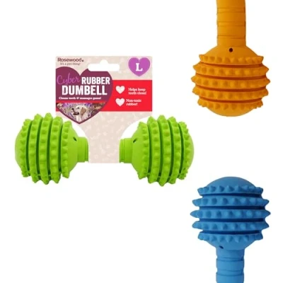 Afbeelding van Rosewood Cyber Rubber Dumbell Chew Toy, Groot, gesorteerd