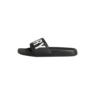 Afbeelding van Superdry CODE CORE Badslippers, Dames, Maat: 38 39, Black white Rubber/ textiel