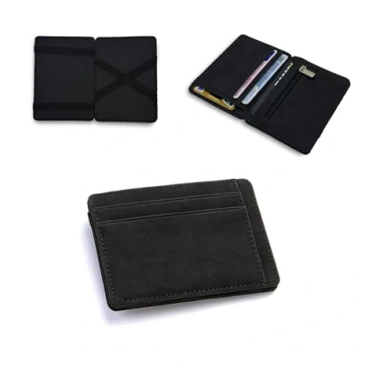 Afbeelding van Magic Wallet Heren Klein, RFID Bescherming, Mini Portemonnee met Muntenvak, Ultradun Leder, Compact en Praktisch, Zwart of Bruin