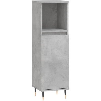 Afbeelding van Badkamerkast 30x30x100 cm bewerkt hout betongrijs
