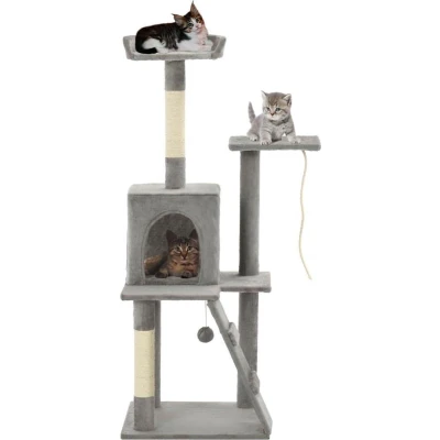 Afbeelding van vidaXL Kattenkrabpaal met sisal krabpalen 120 cm grijs