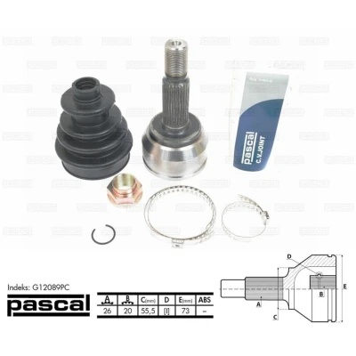 Afbeelding van Homokineet reparatie set, aandrijfas PASCAL G12089PC
