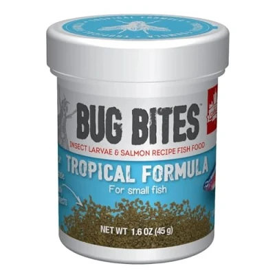Afbeelding van Fluval Bug Bites visvoer, met insectenlarven, voor tropische vissen, langzaam zinkend microgranulaat 0,7 1 mm, 45 g