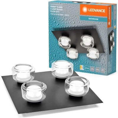 Afbeelding van LEDVANCE ORBIS Flame Wand und Deckenleuchte mit LED, schwarz, 22W, 1400lm, 3000/4000K, Farbtemperatur über Wandschalter einstellbar (kaltweiß/warmweiß), IP44 Schutz vor Fremdkörpern Spritzwasser